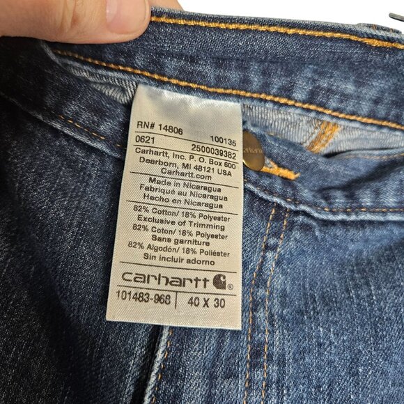 Carhartt Mens Blue Denim Jeans 40x30 Relaxed Fit Straight‎ Leg Medium Wash - Picture 3 of 8